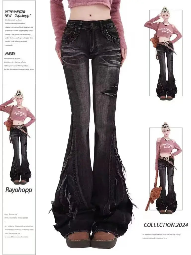 High Waist Straight American Street Trousers