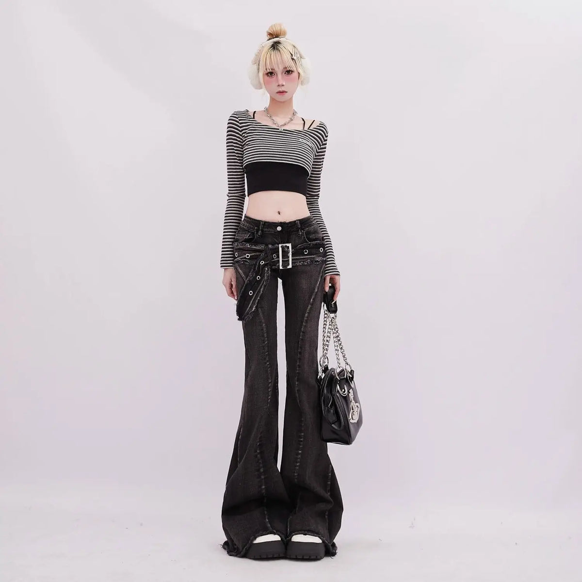 High Waist Straight American Street Trousers