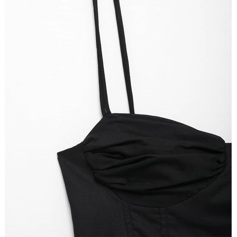 MUJER Black Corset Crop Top