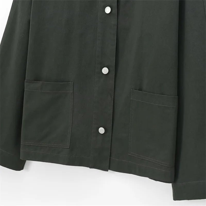 Loose Contrast Color Lapel Long-sleeved Jacket - Styledbyblazz