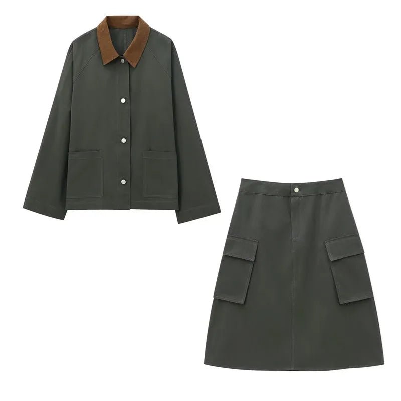 Loose Contrast Color Lapel Long-sleeved Jacket - Styledbyblazz
