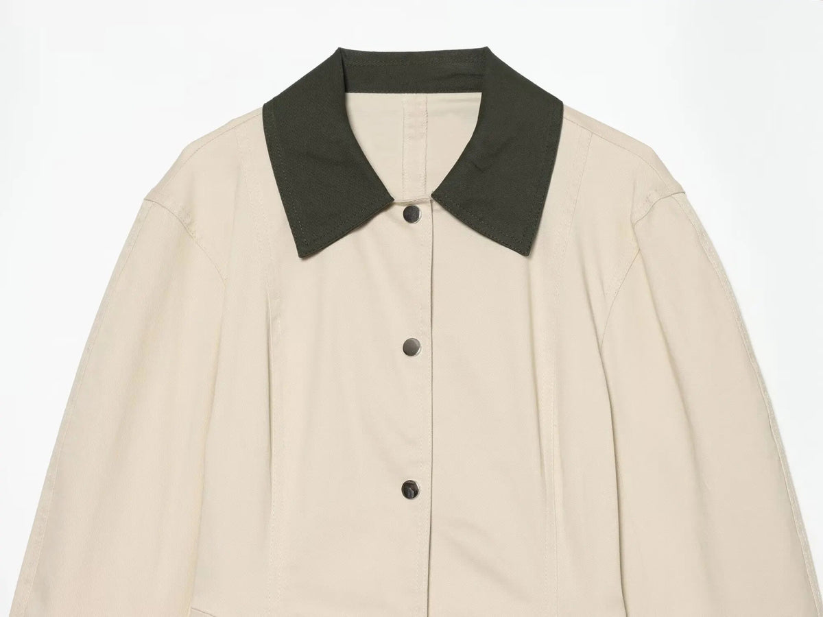 Versatile Color Block Collar Jacket Coat - Styledbyblazz