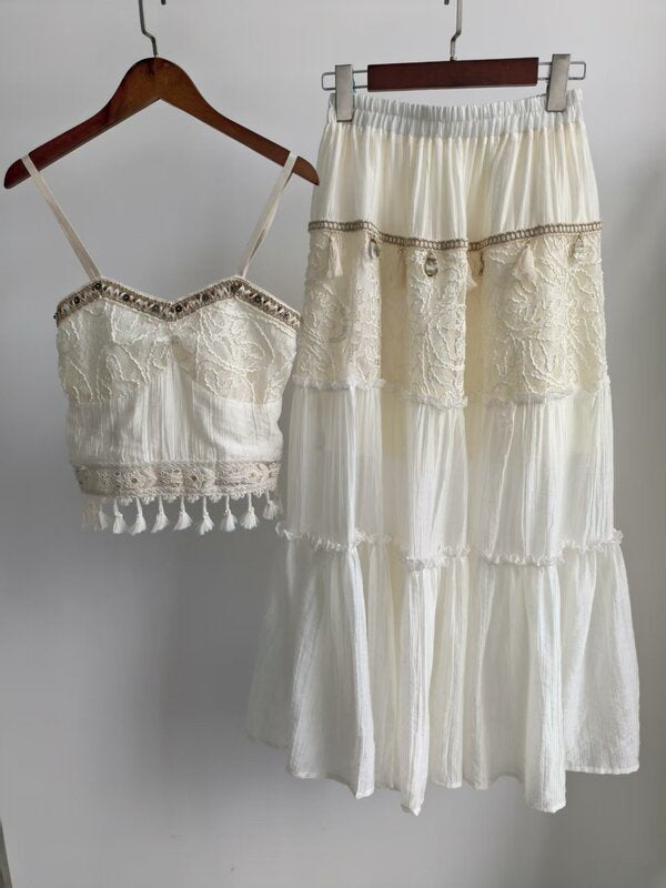 bohemian white two-piece set