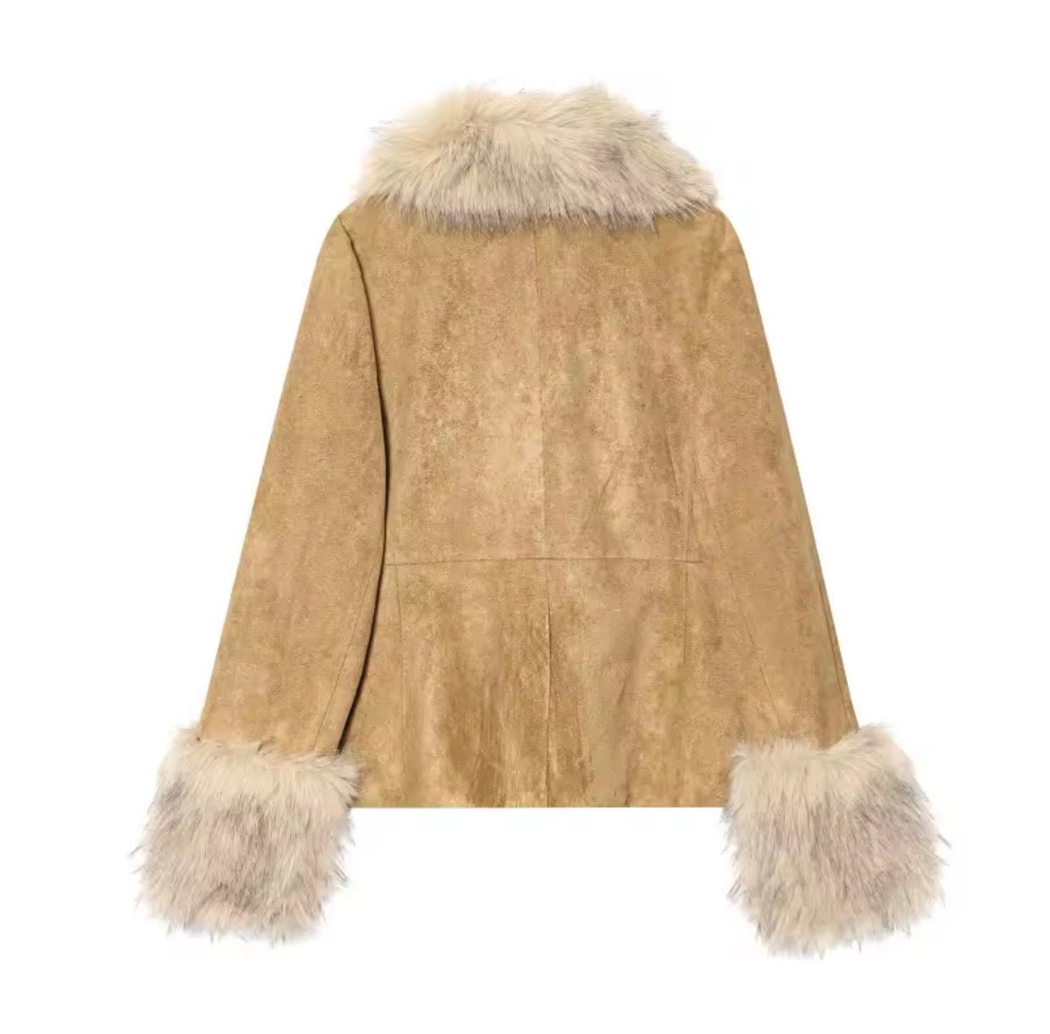 100% Suede Tailored Blazer with Faux Fur - Styledbyblazz