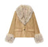 100% Suede Tailored Blazer with Faux Fur - Styledbyblazz