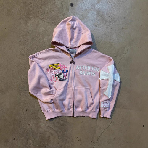 After the Saints grey V2 patchwork zip-up hoodie