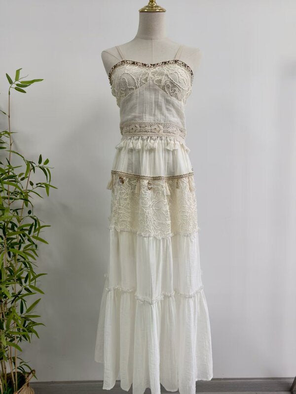 bohemian white two-piece set