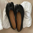 Steve Madden black leather tabi ballet flats with split-toe design and soft interior, perfect for comfortable wear.
