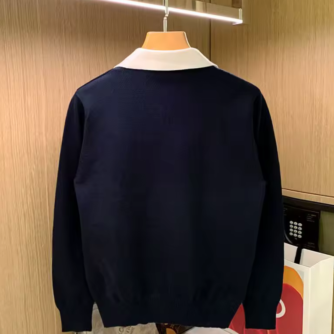 Autumn Winter Knitted Men Long Sleeve Polo Shirts