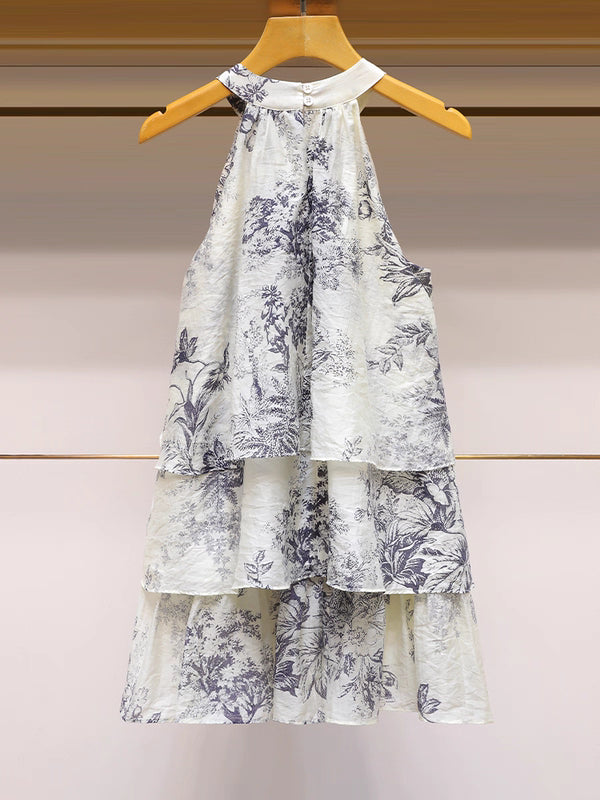 halter-neck tiered dress shirt