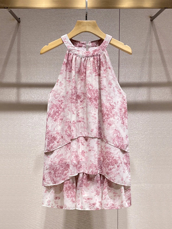 halter-neck tiered dress shirt