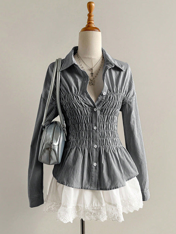 striped button-down blouse