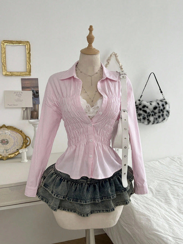 striped button-down blouse