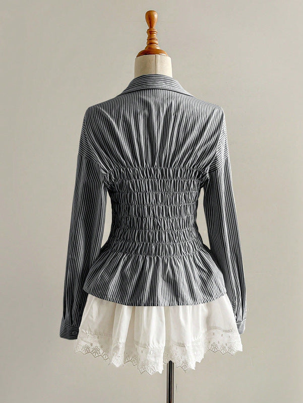 striped button-down blouse