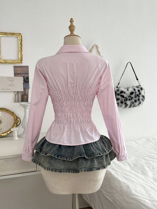 striped button-down blouse