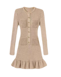 Ribbed Knit Ruffle-Hem Dress in Blush