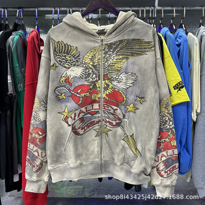 Trendy Brand Retro Printed Couple Sweatshirt Jacket
