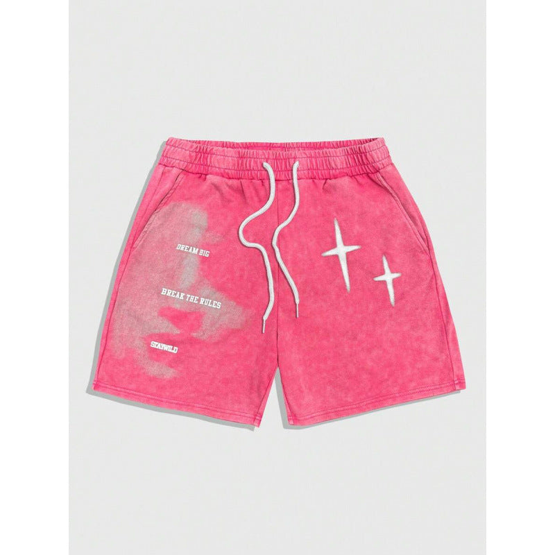 Letter Print Drawstring Belt Flap Pocket Pants