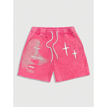 Letter Print Drawstring Belt Flap Pocket Pants