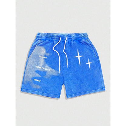 Letter Print Drawstring Belt Flap Pocket Pants