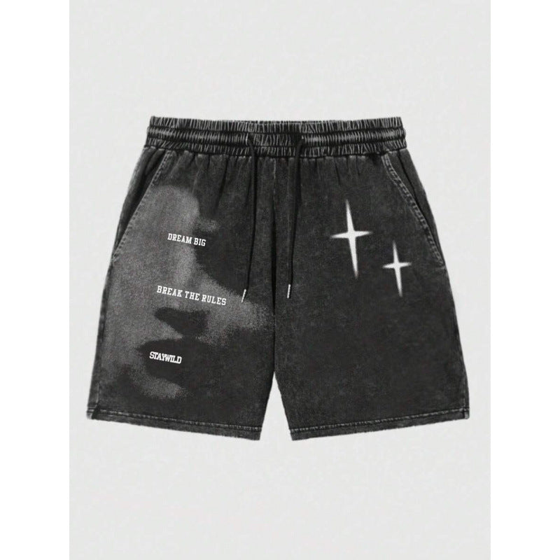 Letter Print Drawstring Belt Flap Pocket Pants