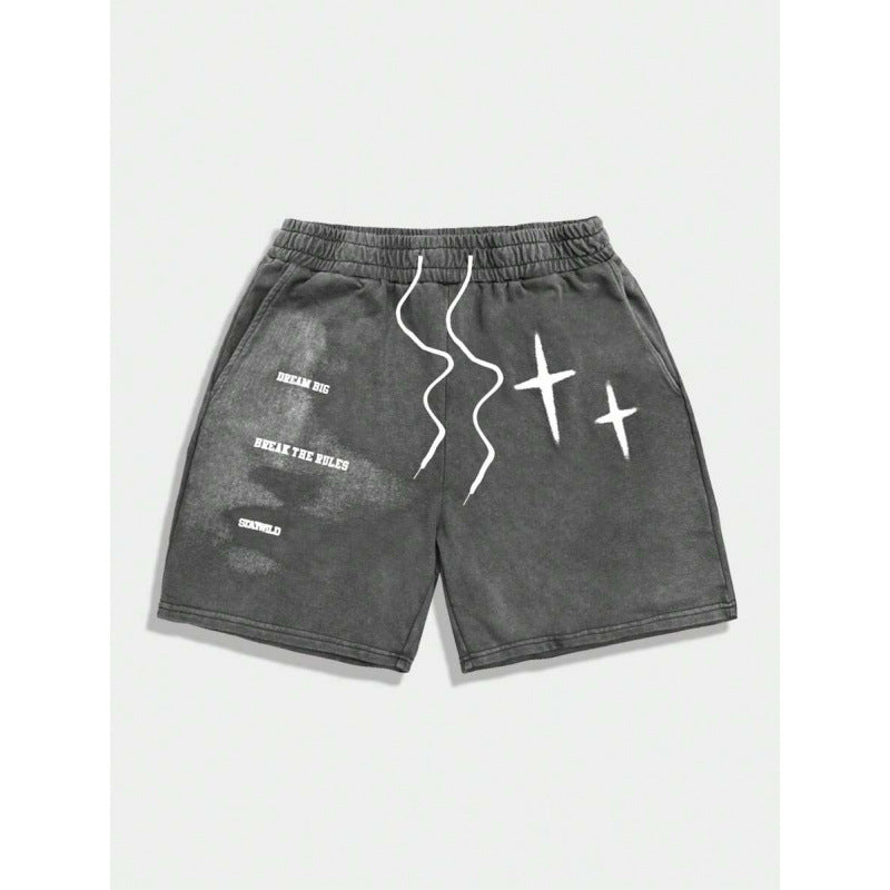 Letter Print Drawstring Belt Flap Pocket Pants