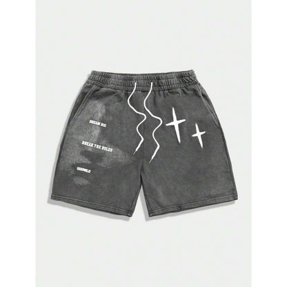 Letter Print Drawstring Belt Flap Pocket Pants