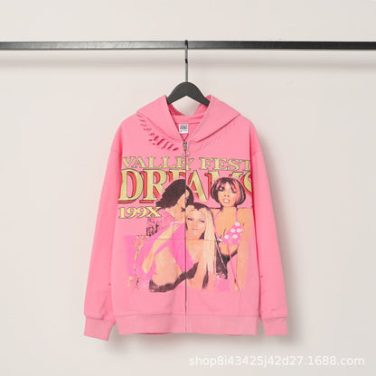 Trendy Brand Retro Printed Couple Sweatshirt Jacket