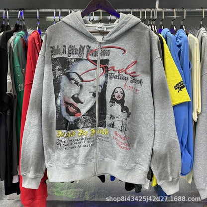 Trendy Brand Retro Printed Couple Sweatshirt Jacket