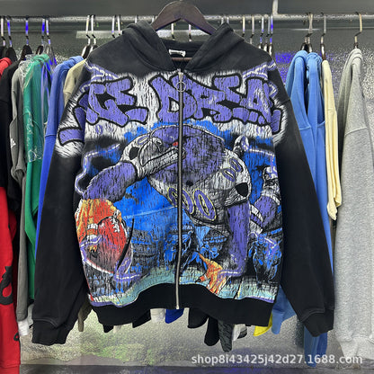 Trendy Brand Retro Printed Couple Sweatshirt Jacket