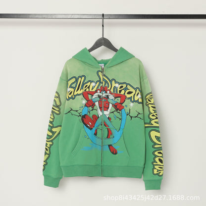 Trendy Brand Retro Printed Couple Sweatshirt Jacket