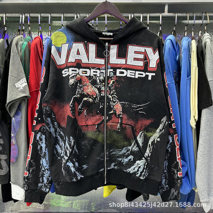 Trendy Brand Retro Printed Couple Sweatshirt Jacket