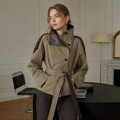 Women Cropped Trench Coat
