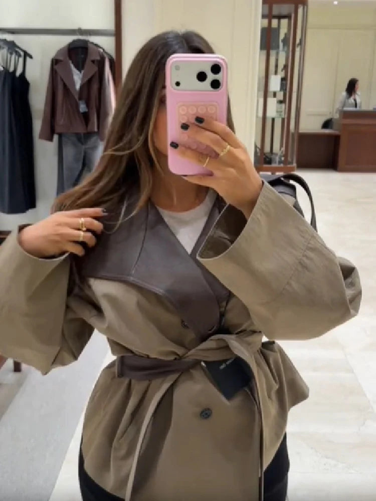 Women Cropped Trench Coat