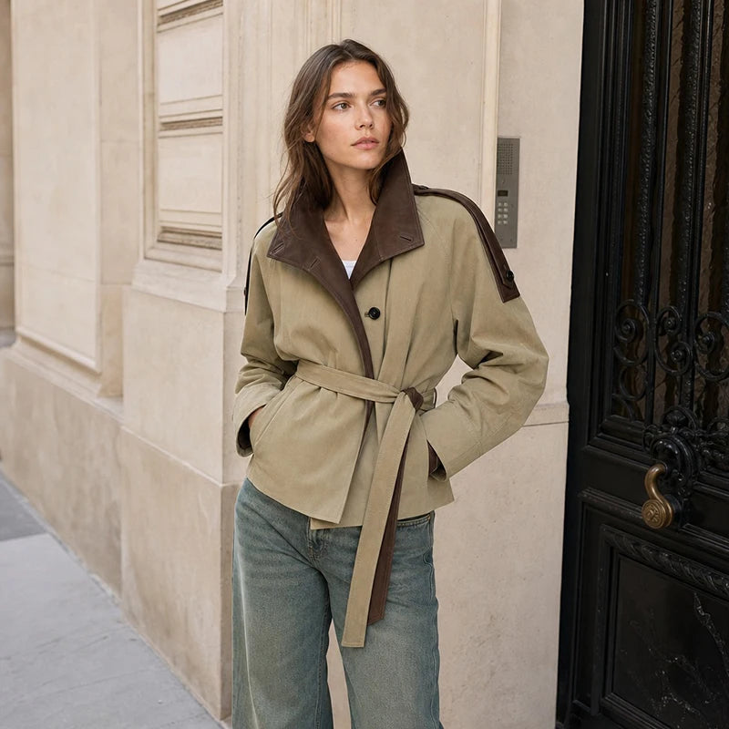 Women Cropped Trench Coat