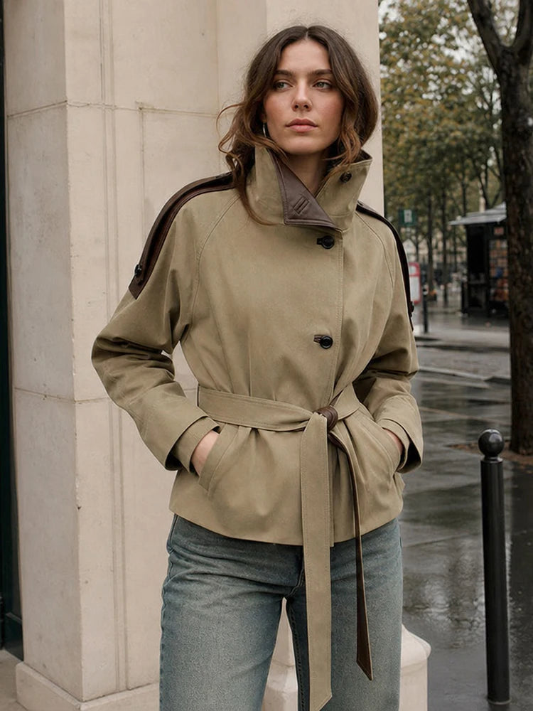 Women Cropped Trench Coat