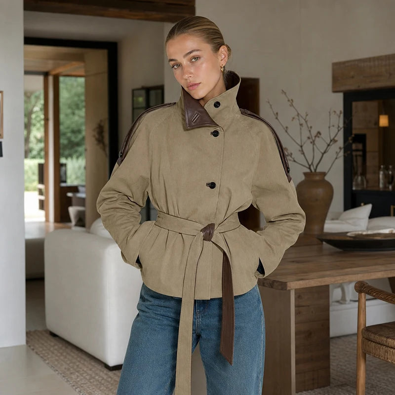 Women Cropped Trench Coat