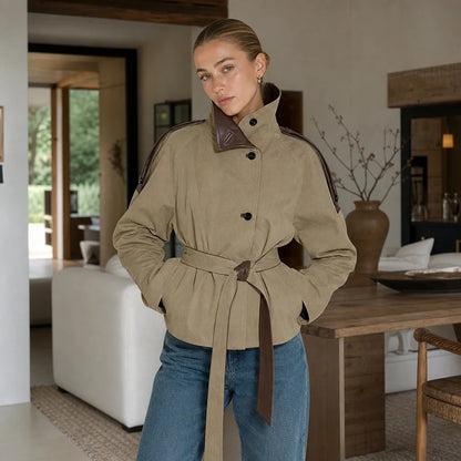 Women Cropped Trench Coat