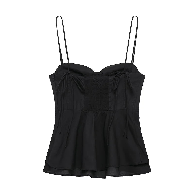 MUJER Black Corset Crop Top