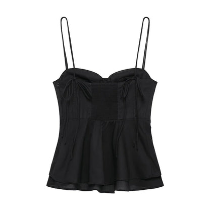 MUJER Black Corset Crop Top