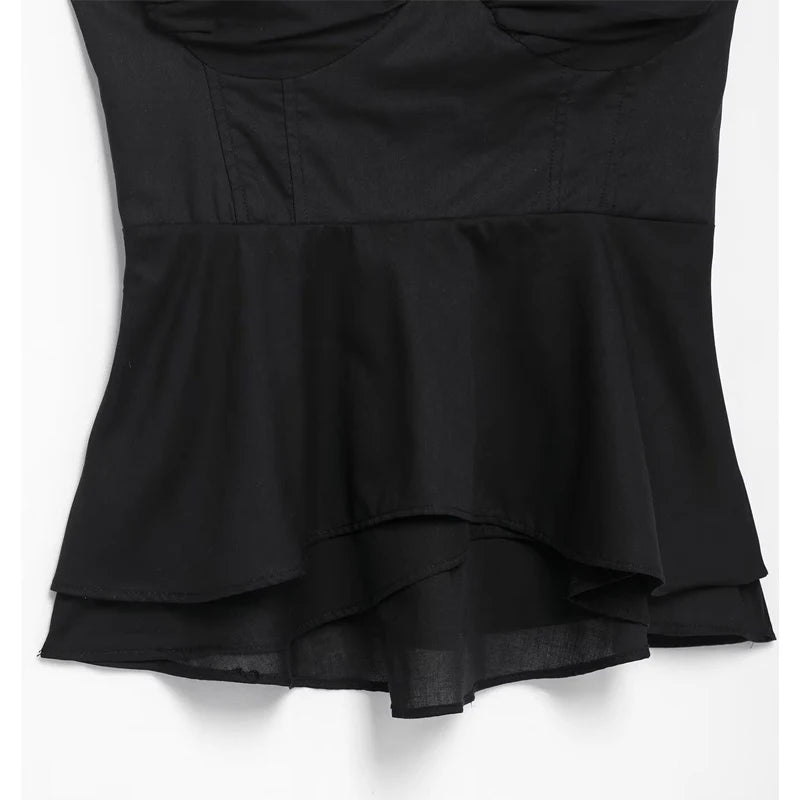 MUJER Black Corset Crop Top