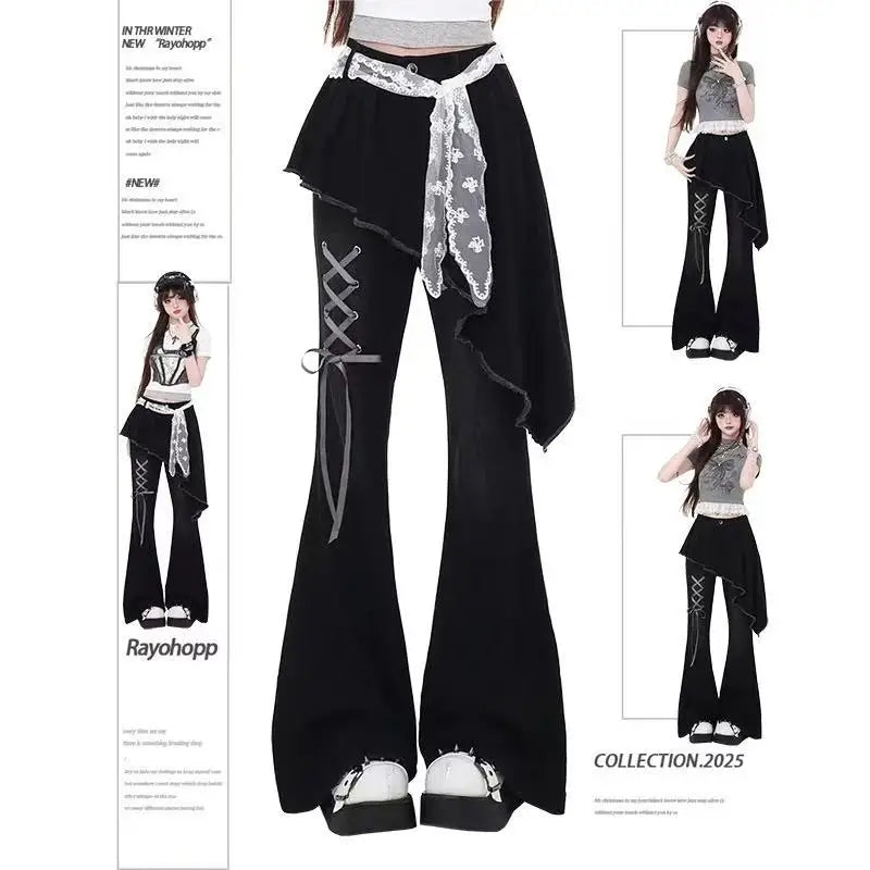 High Waist Straight American Street Trousers
