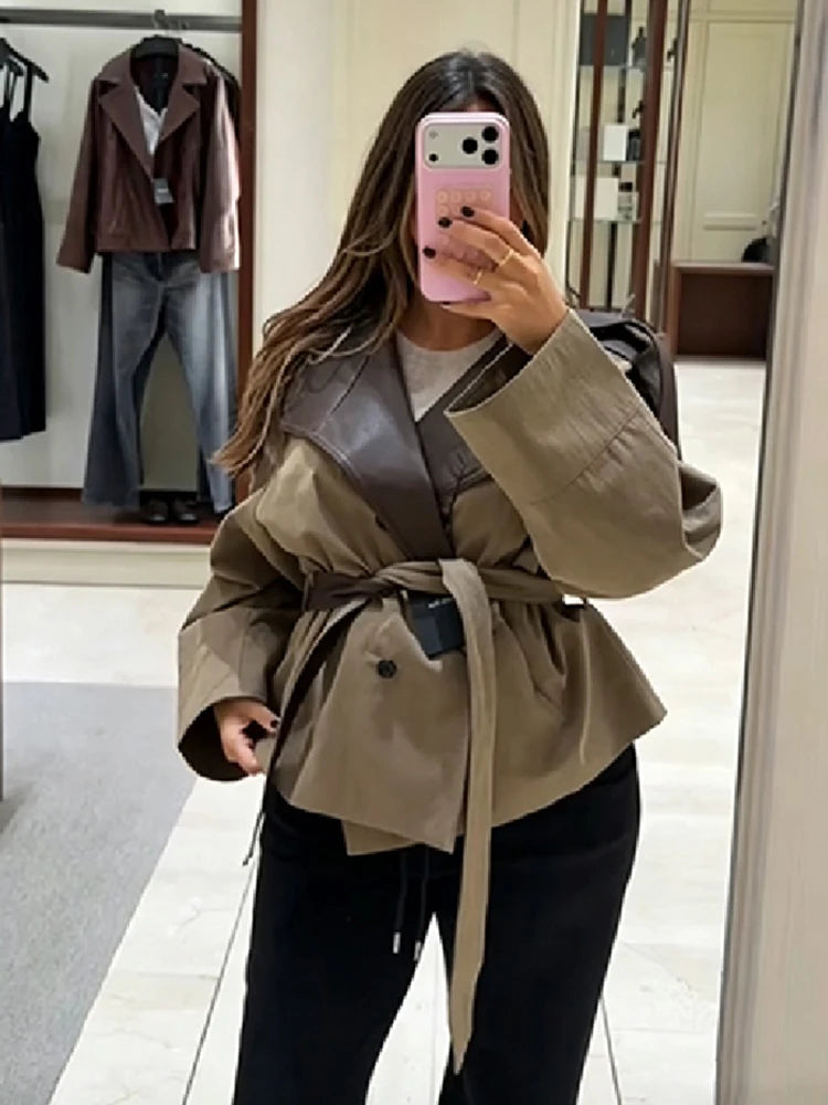 Women Cropped Trench Coat