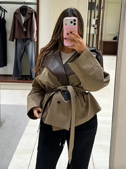 Women Cropped Trench Coat