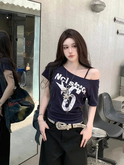 Y2k Sport Summer Off shoulder Top