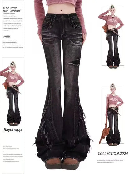 High Waist Straight American Street Trousers