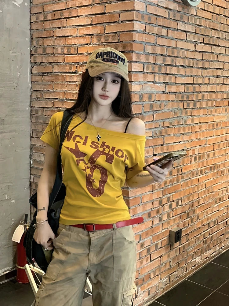 Y2k Sport Summer Off shoulder Top