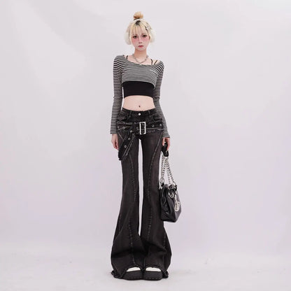 High Waist Straight American Street Trousers