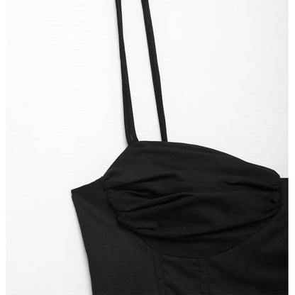 MUJER Black Corset Crop Top