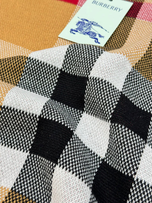 archive beige check jacquard merino wool crewneck sweater - Styledbyblazz